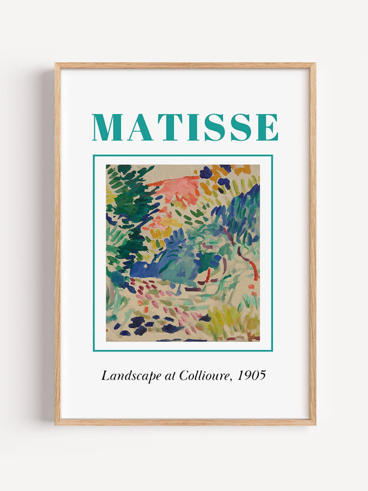 Fauvist landscape art print featuring vibrant colors and expressive brushwork, close-up showing print texture and color de...