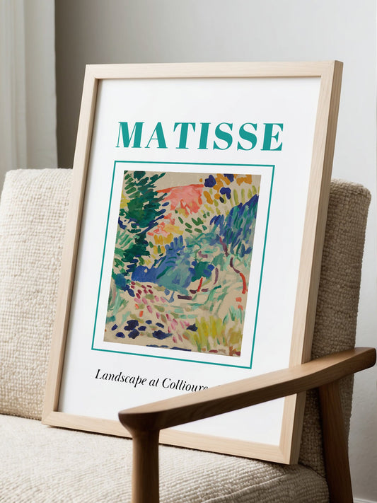 Fauvist landscape art print featuring vibrant colors and expressive brushwork, displayed in modern living room setting