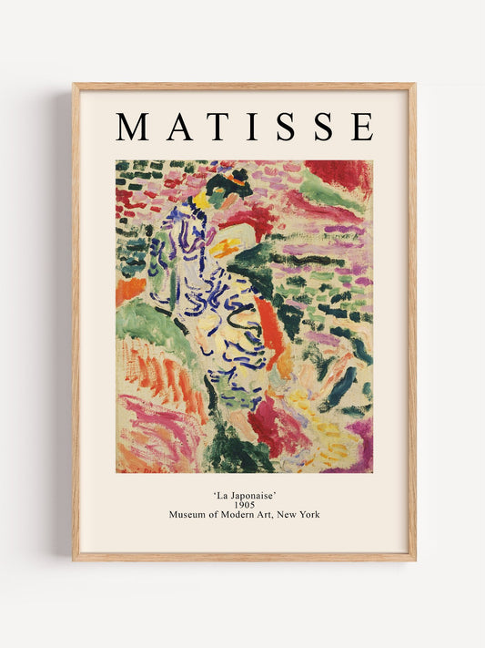 Henri Matisse La Japonaise 1905 Fauvist painting with bold pink, green, and, close-up showing print texture and color detail
